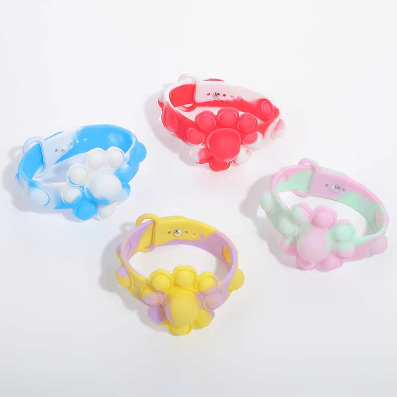 Tie Dye Push Bracelets Sensory Bubbles Popper Bangle Fidget Bangle Toys Kids Rubber Wrist Band Early Education Toy Halloween Christmas G80S4NY