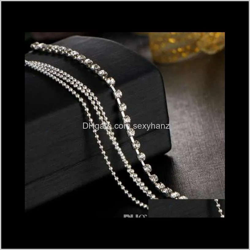 17km 1 pc multi-layer sexy crystal anklet foot chain summer bracelet charm anklets beach foot wedding jewelry gift