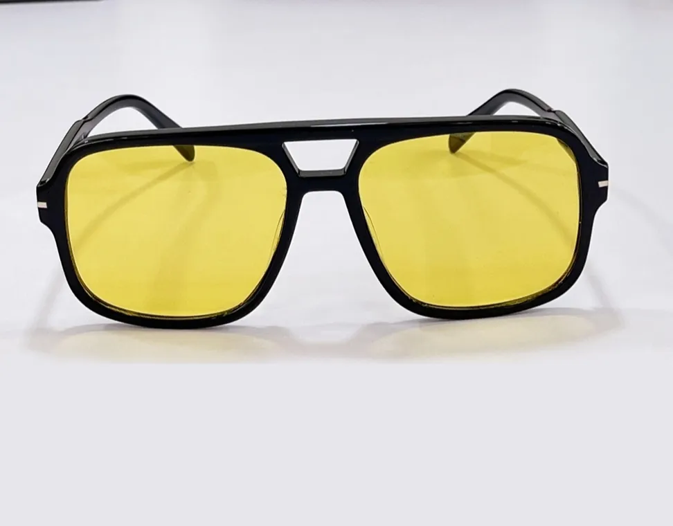 0884 preto / claro piloto amarelo óculos de sol homens moda sol óculos gafas de sol uv400 proteção óculos com caixa