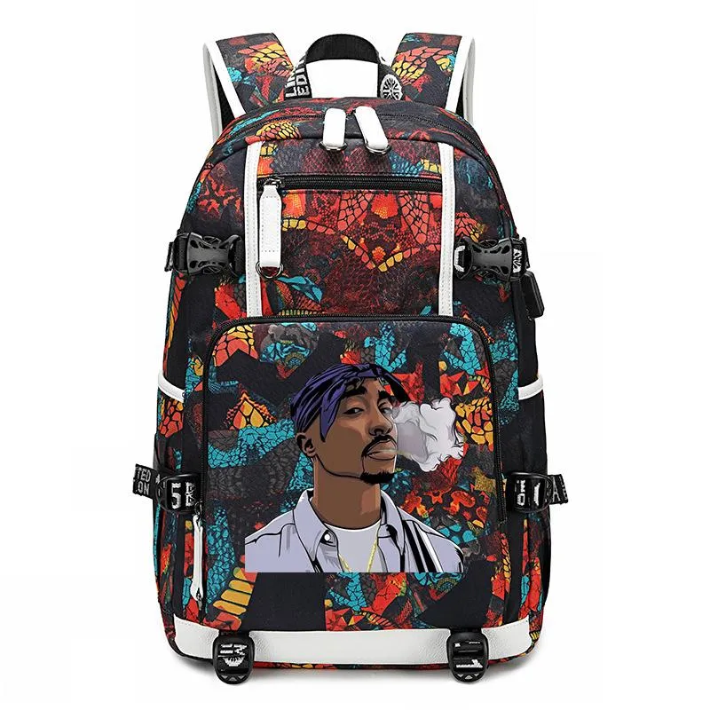 Backpack Rap Tupac 2Pac Hip Hop Women Men Laptop Backpacks Fashion