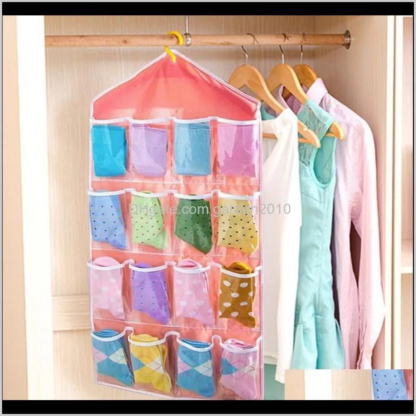 16 pockets wardrobe underwear bags storage foldable hanging bag socks bra hanger storage bags household shelf clear rack