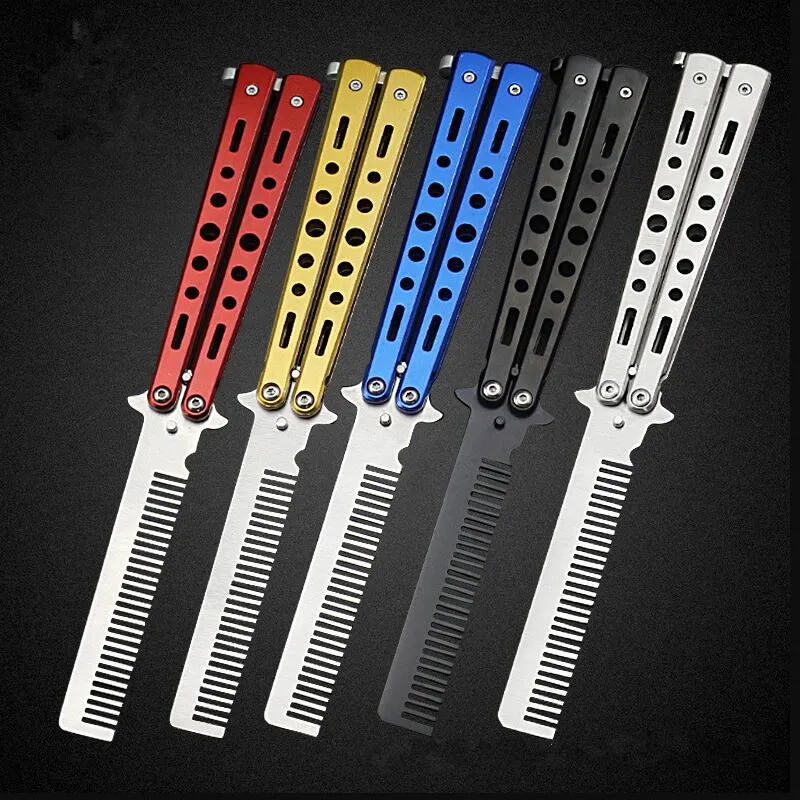 Party Favor Fashion Hot Delicate Pro Salon Stainless Steel Folding Training Butterfly Practice Style Knife Comb Tool