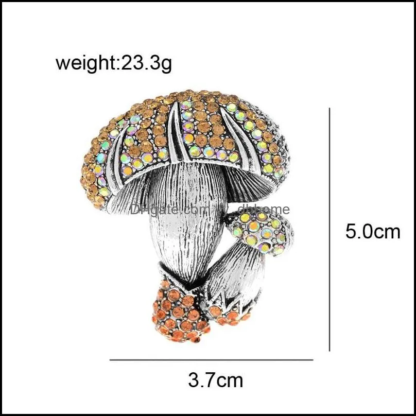 Pins, Brooches CINDY XIANG Rhinestone Double Mushrooms For Women And Men Vintage Vegetables Plant Cute Creative Brooch Pin Jewelry