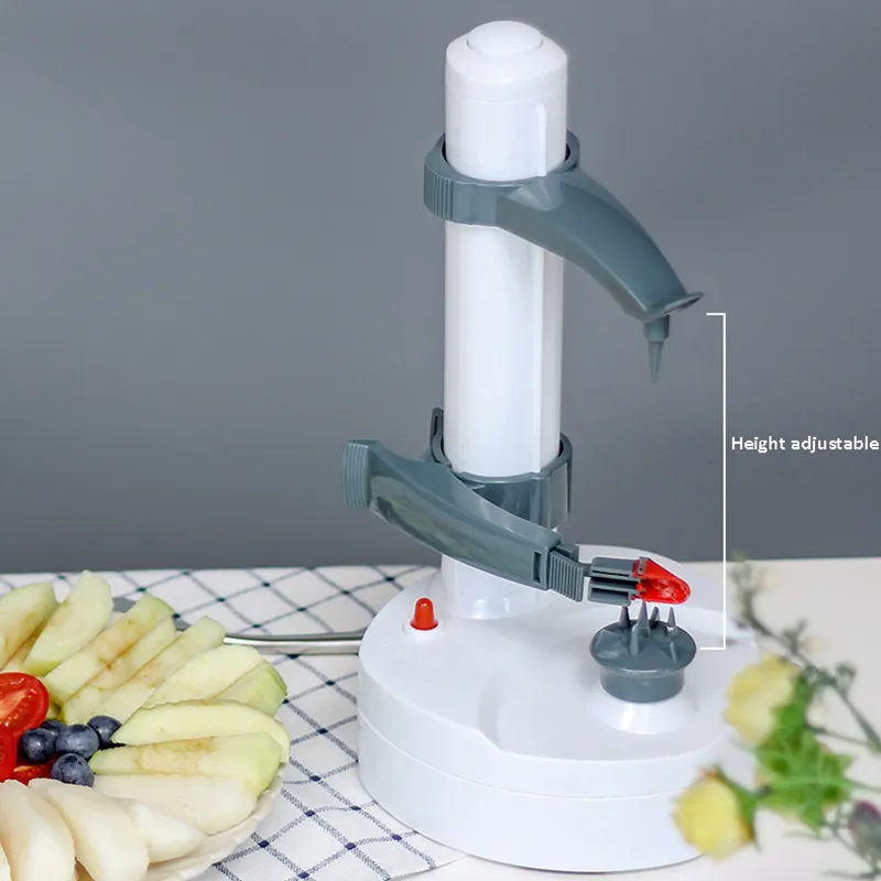 Hushållsmultifunktionsskalare Automatisk roterande frukter och grönsaker Cutter Kökskalingverktyg med 2 extra blad