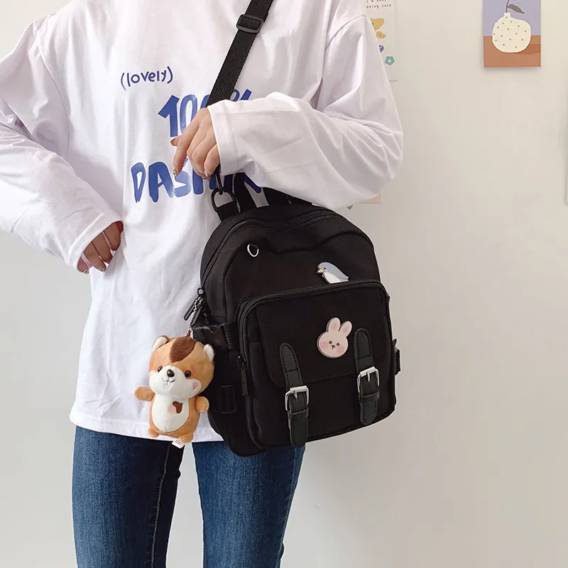 Koreansk stil kanfas liten mini ryggsäck för kvinnor mode resa ryggsäck fritid skolväska tote för tennageflicka axelväska k726