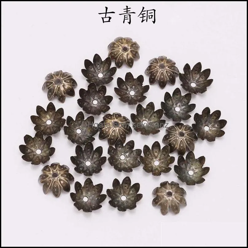 100pcs/Lot 8 10 mm Silver Lotus Flower Metal Loose Spacer Bead Caps Cone End Beads Cap Filigree For DIY Jewelry Finding Making 2965 Q2