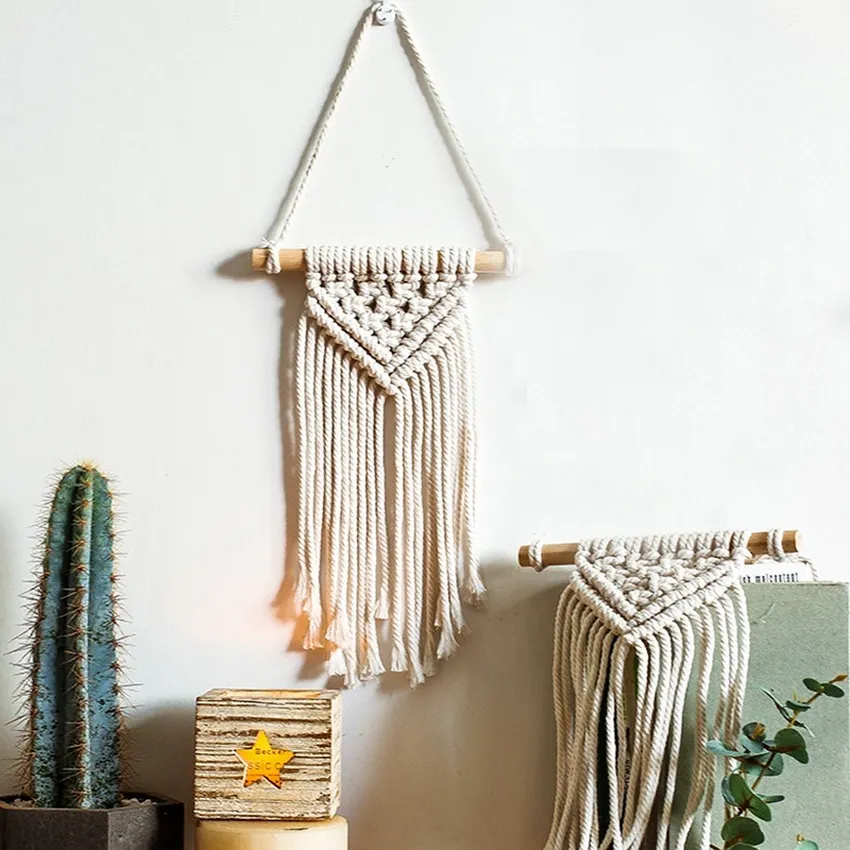 Macrame vägg hängande tapestry diy handgjorda vävda heminredning för sovrum vävt boho tapestry hängande