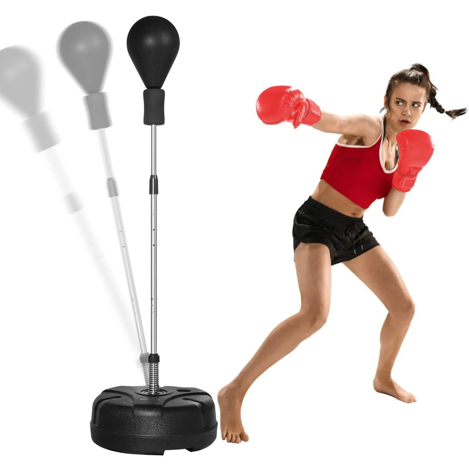 Punching Bag with Stand, Boxing Bag for Teens & Adults - Height Adjustable  - Speed Bag for Training, Boxing Equipment, Stress Relief & Fitness