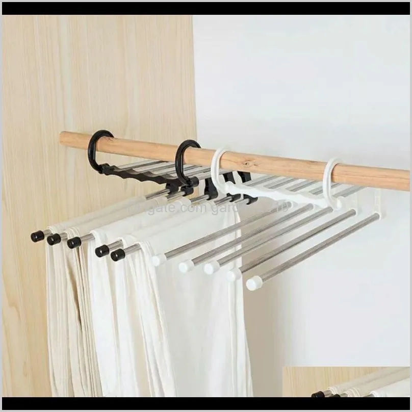 1pc 5 tier multi-function portable clothes hanger pants racks trousers hanger clothes storage drying stainless steel