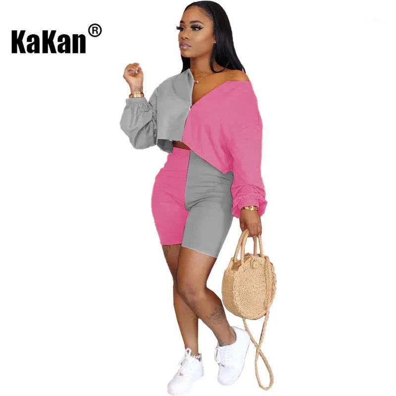 Kakan European And American Women's Jumpsuit Two Piece Set 2021 Sexig Strapless Loose Splicing Jumpsuits Rompers