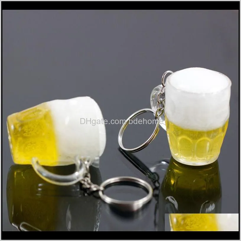 lnrrabc hot 1 pc unisex women men fashion resin beer cups simulation food handicraft key chain key rings