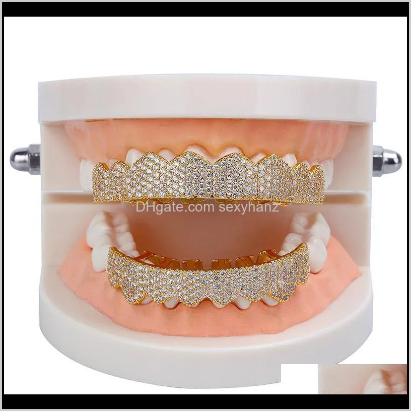 micro-zircon insert bracket hip hop braces chao ren golden teeth fashion accessories in europe and america