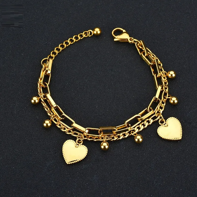 Ladies Stainless Steel Bracelet Female Girlfriend Couple Gift Simple Wild Love Heart Bracelets