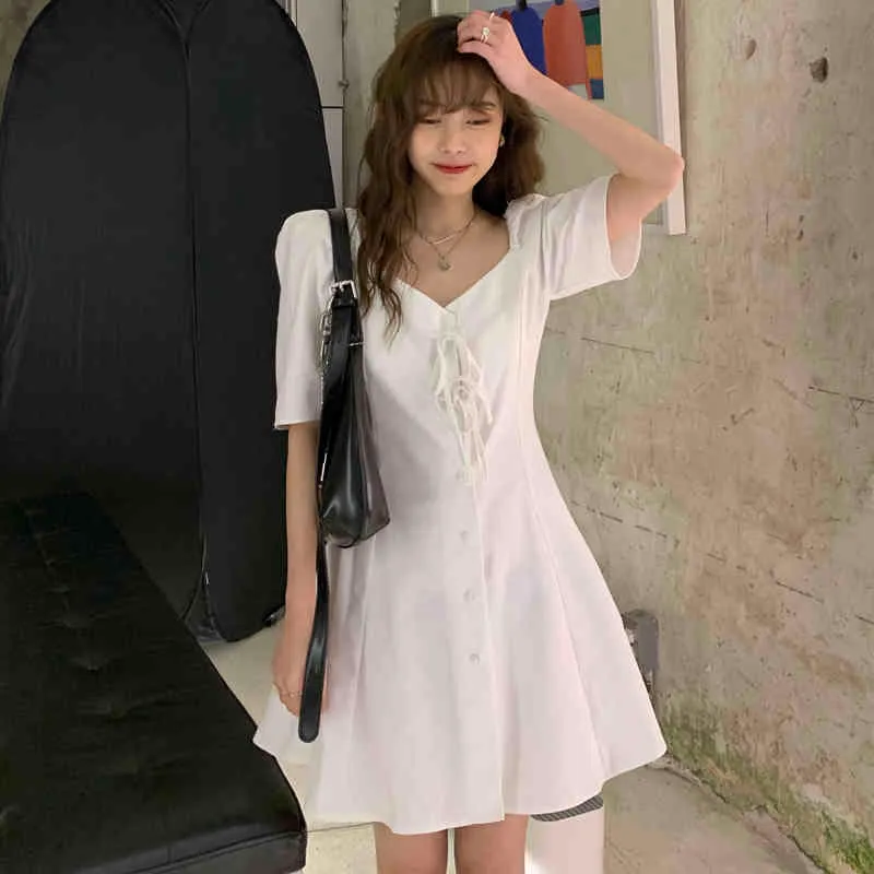 v neck Plus Size Summer Girls Party Female Vintage Dress white short Sleeve Women Dresses long oversize Robe Vestido 210417