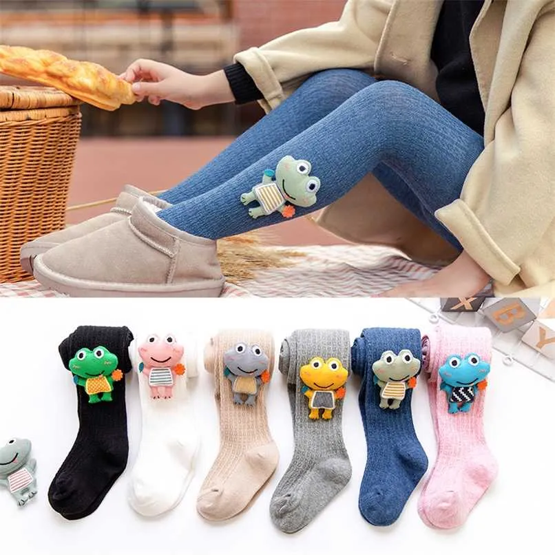 Wiosna Jesień Dzieci Dziewczynek Żaba Pończochy Cute 3D Cartoon Frog Pantyhose Stylowe Rajstopy Rajstopy Dla Dzieci Dziewczyny 2-6y 211028