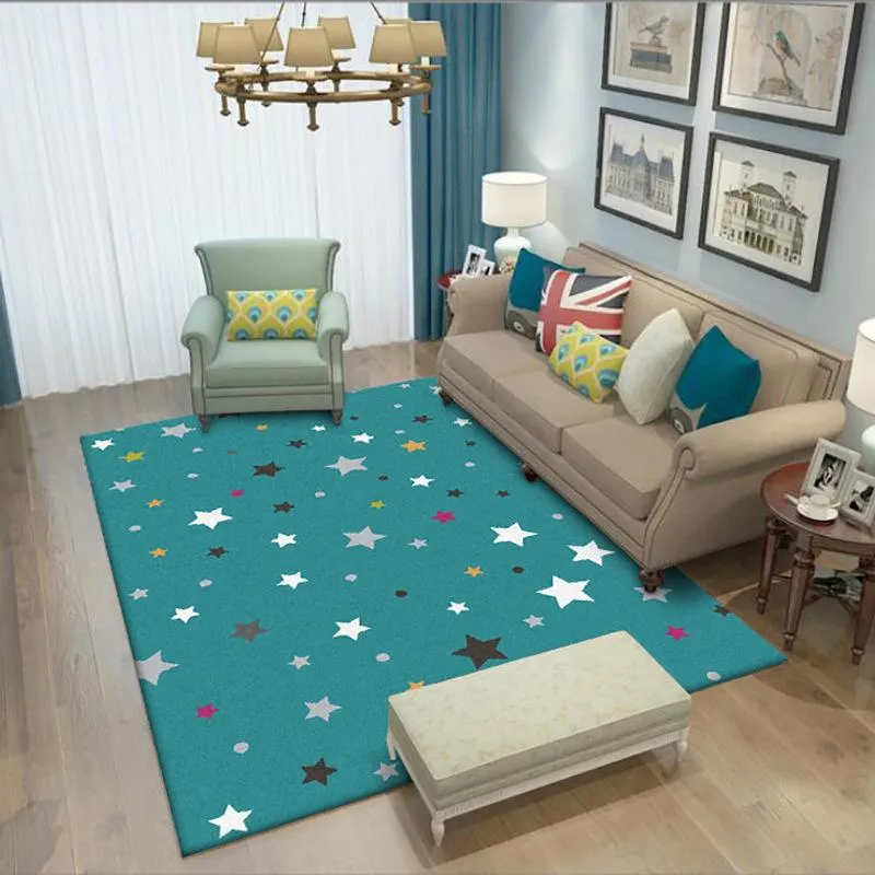Halılar Yıldız Desen Mavi Oturma Odası Moda Modern Stil Ev Yatak Odası Halı Çocuklar Dekorasyon Alan Zemin Halı 2021