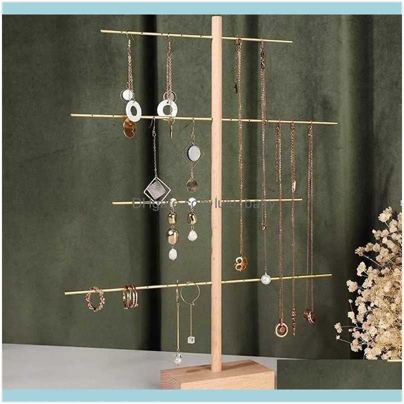 Jewelry Pouches, Bags Earring Display Stand Beech Earrings Simple Storage Multi-Layer Brand Shoot Props
