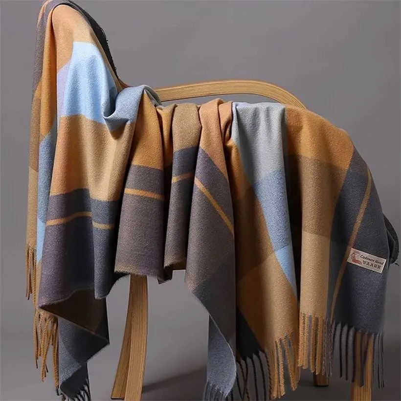 Mode höst vinter varma cashmere halsdukar prickmönster högkvalitativ lång tofs förtjockta wrap sjal damer ull pashmina 220106