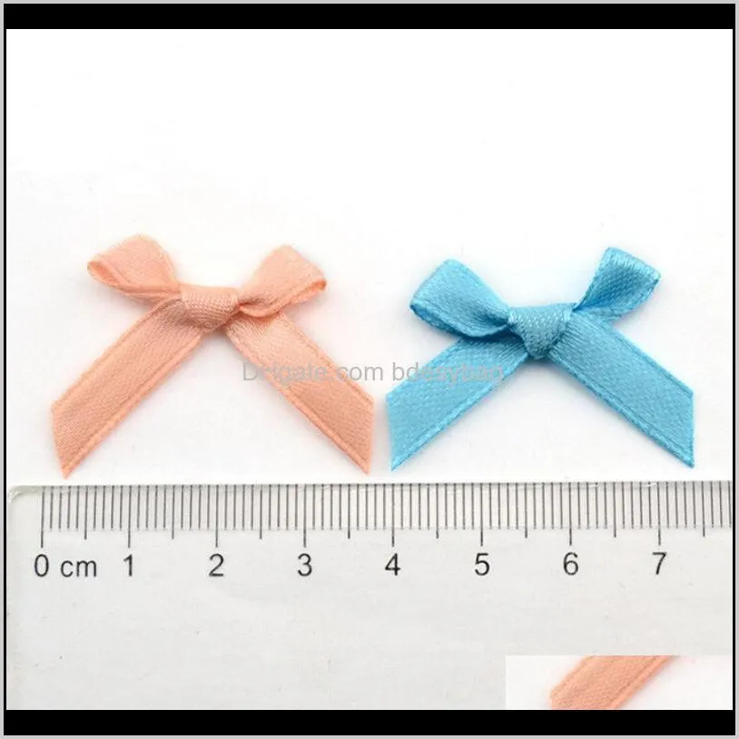 handmade small polyester satin ribbon bow flower tie appliques wedding scrapbooking embellishment crafts accessory