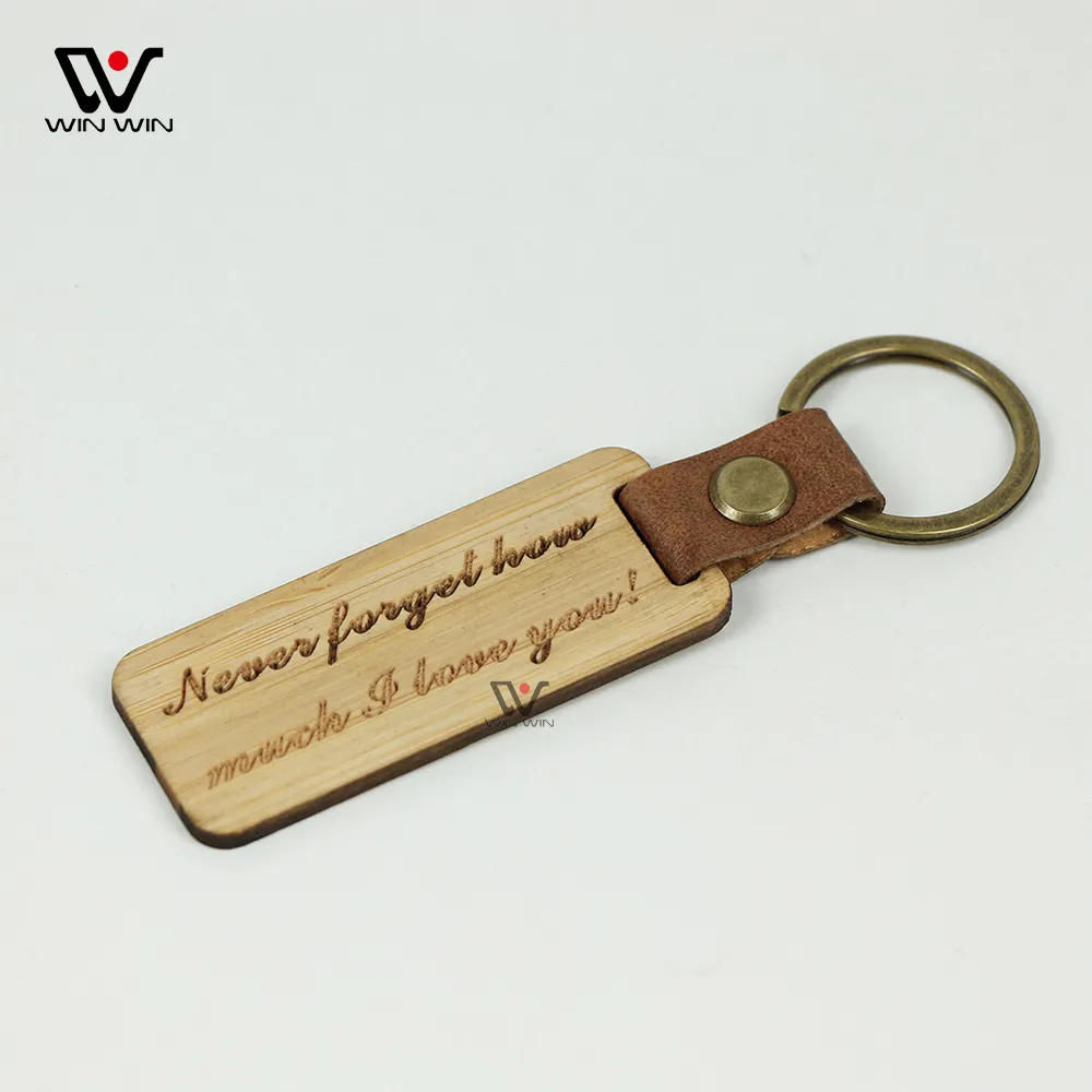 Wholesale Gorgecraft 2Pcs 2 Styles Word His Only/His Queen Engraved Wooden  with Leather Keychain 