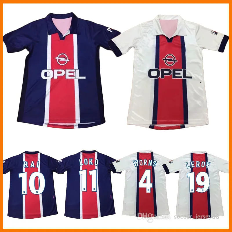 1998 1999 Retro soccer Jerseys WORNS SIMONE OKOCHA LEROY AVELAINE ADAILTON 98 99 HOME bleu RAI classique Vintage parises Maillots camiseta Camisa de futebol