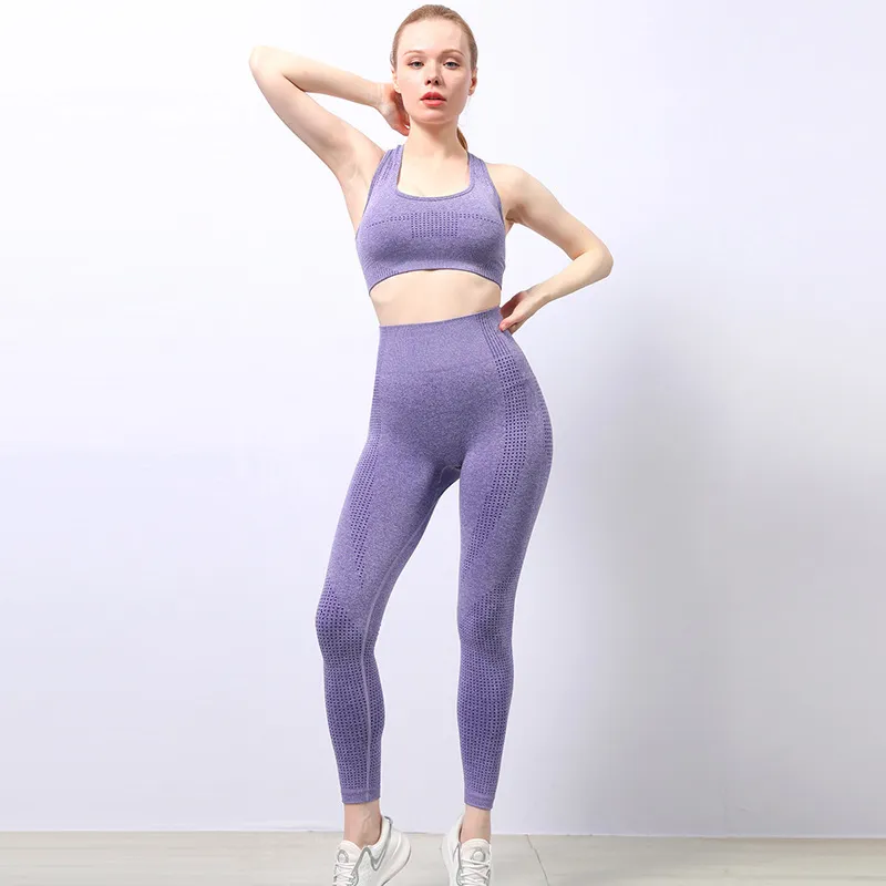 Naadloze fitness yoga sport bh broek set kleine punt I-vormige vest yoga pak