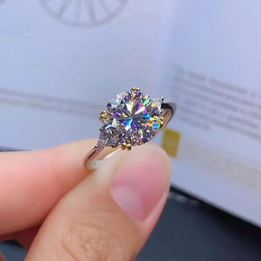 anello di fidanzamento gioielli donna moissanite scoppiettante per matrimonio vero argento sterling 925 9 * 9mm gemma regalo di compleanno