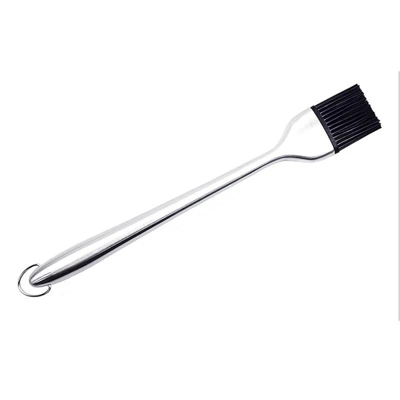 304 Stainless Steel Oil Brushes BBQ Tools High Temperature Resistant Silicone Brush Head Hangable Household Baking Tool
