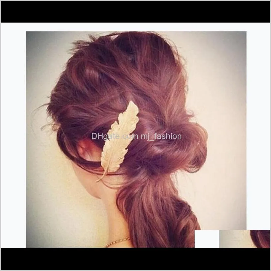 korea new style fashion metal feather hairpin hair clips satement hairpins hairwear accessories women jewelry retro design newest