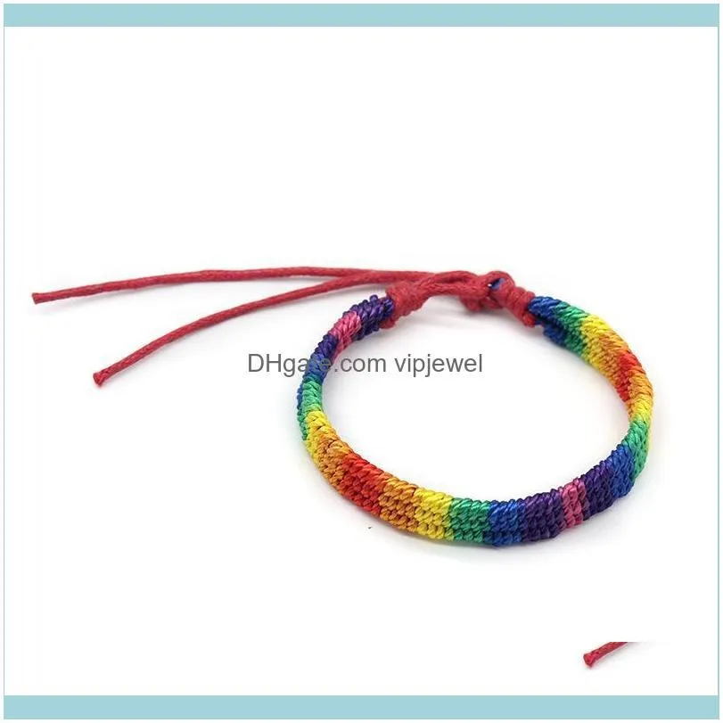 Fashion Rainbow Gay Lesbian LGBT Pride Bracelet Bangle Friendship Bracelets Handmade Braided Wristband Love Jewelry Valentines Gifts