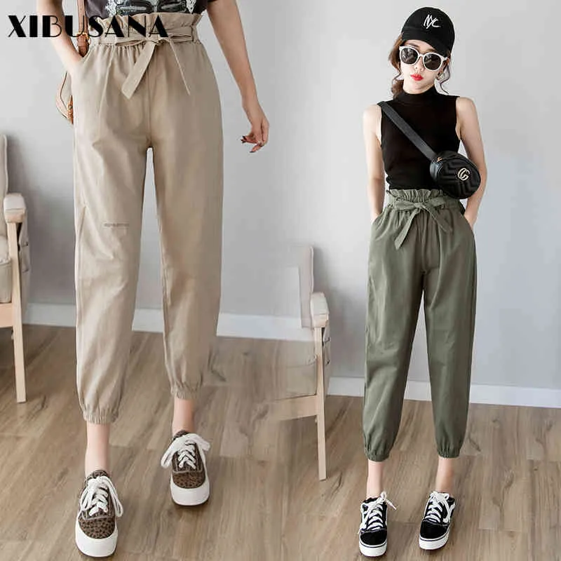 Women pants spring summer fashion female high waist solid loose harem pant pencil trousers casual cargo streetwear 210423