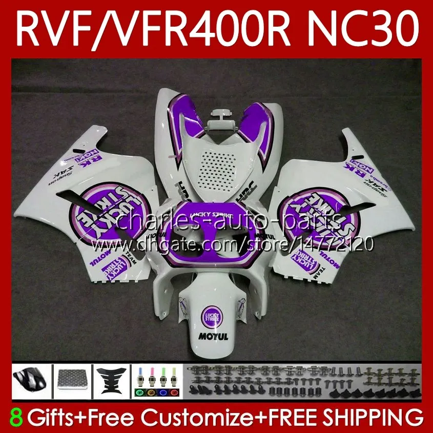 Corps Pour HONDA RVF VFR 400 RVF400 R 400RR VFR 400R 89-93 79No.138 VFR400 R RVF400R Lucky Purple NC30 V4 1989 1990 1991 1992 1993 VFR400RR VFR400R 89 90 91 92 93 Carénage Trousse