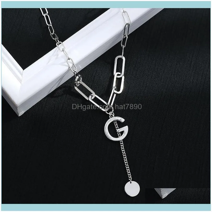 S925 Silver Necklace make old English letter clavicle chain fashion personality tassel round brand jewelry girl