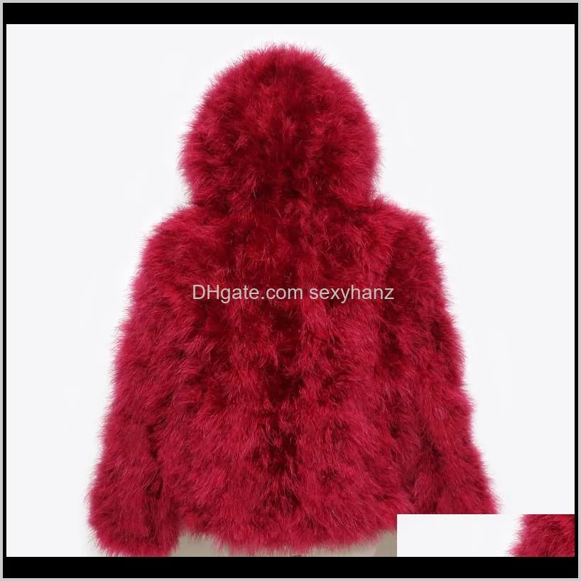 hot sale! 2020 newest lady encryption ostrich fur double hooded jacket coat women warm 100%natural genuine ostrich fur jackets1