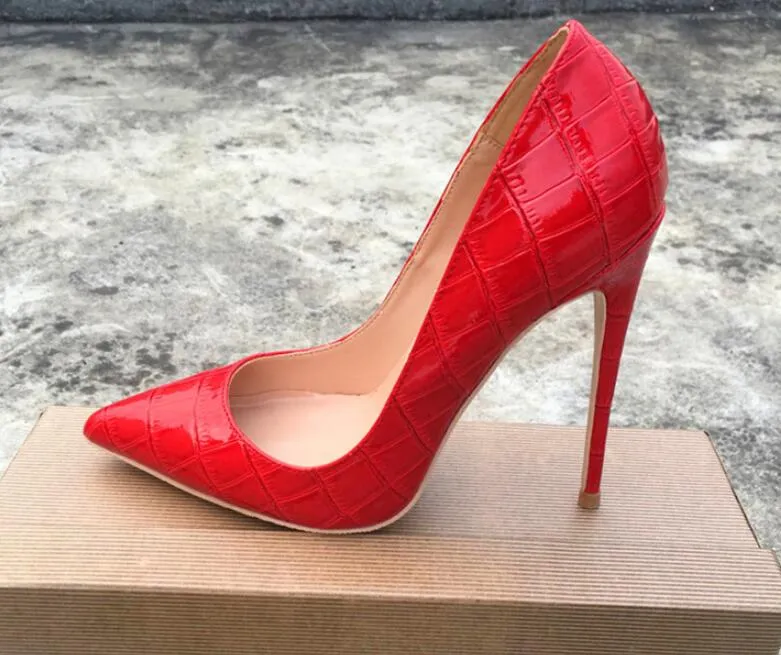 Bas De Chaussure Rouge Pour Femme Talons Hauts En Cuir Verni