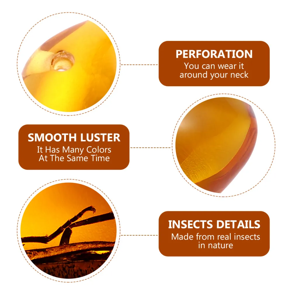 Ambra Fossile Con Insetti - Decorazione Con Scorpione E Ape, Pezzo Unico Per Collezionisti E Fai Da Te - Foto 4