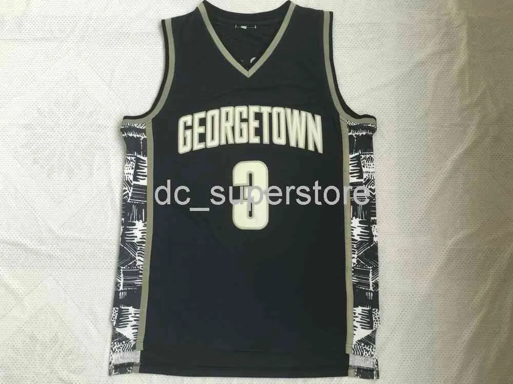 Allen Iverson # 3 Georgetown Hoyas Basketball Jersey Black Navy Grey Cousued Men personnalisés Femmes Jeunes Basketball Jersey XS-6XL