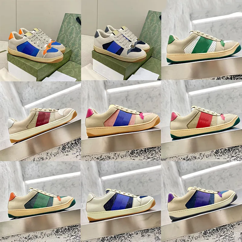 Uomo Donna Screener Webbing Sneakers Designer Stripe Shoes Fashion Scarpe da tennis in pelle sporca Tessuto Low Canvas Sports Casual Trainer 320