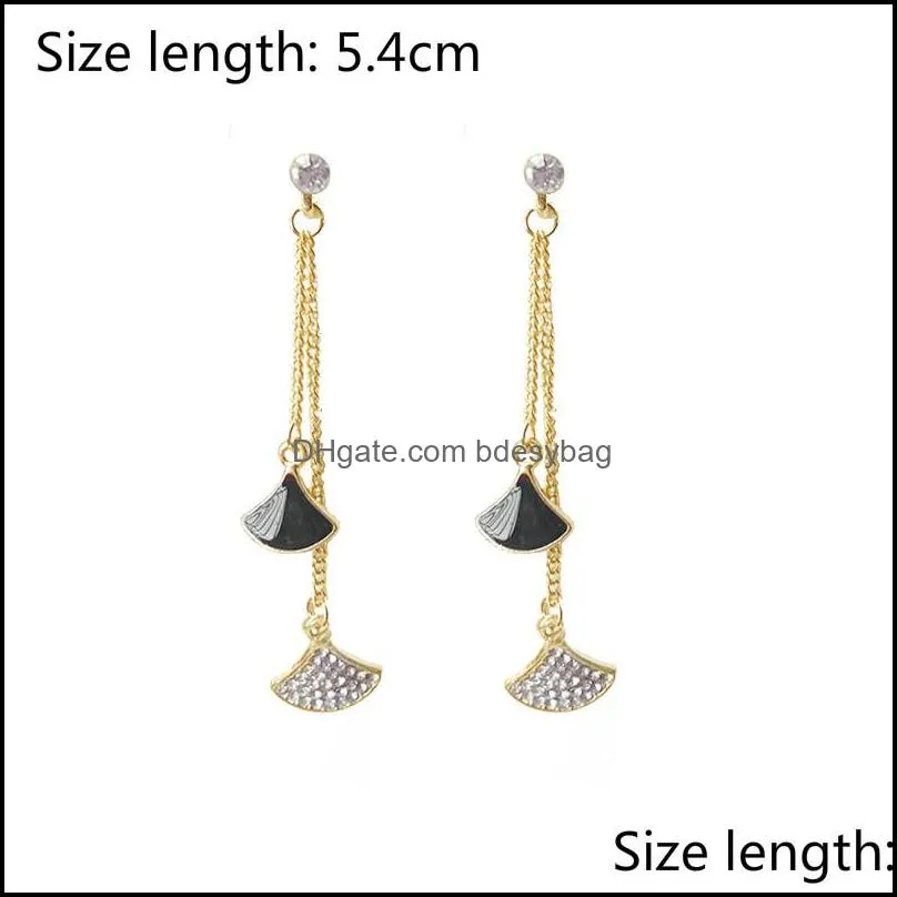 Stud Sweet Girl Earrings Fashion Super Fairy Ladies Wild Slim Thin Fan-shaped Tassel Long 2021 Wholesale