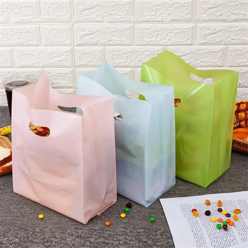 Take Out Bags Reusable Plastic Bag with Handles Dessert Packaging Food Baking Bakery Cake Tote Cosmetic Shopping Totes