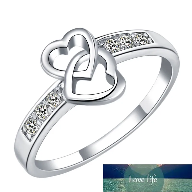 925 Sterling Silver Ring Cute Heart Heart Design Adjustable - Temu