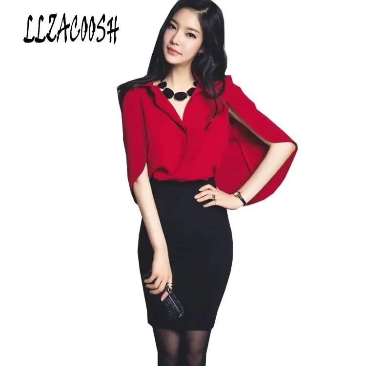 Summer Office Womens Red Chiffon Cloak Set With Pencil Mini Skirt With  Leggings, Crop Top, And Shirt Tops 210514 From Dou003, $10.26