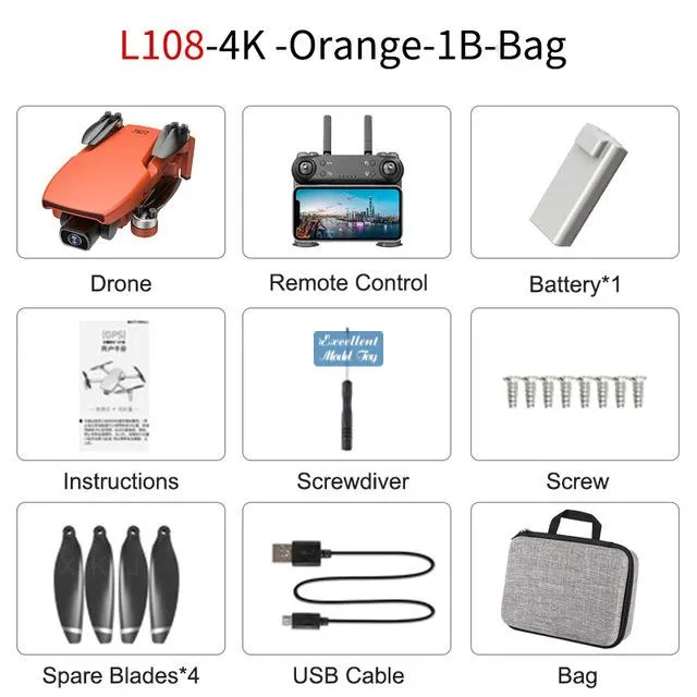 L108 Drone, 4K HD Ajuste Elétrico ESC Camera Dual, Simuladores, 5G Wi-Fi, Motor Brushless, Posicionamento de Fluxo de GPS Óptica, 32 Minutos Longo Tempo de Vôo, 2-1