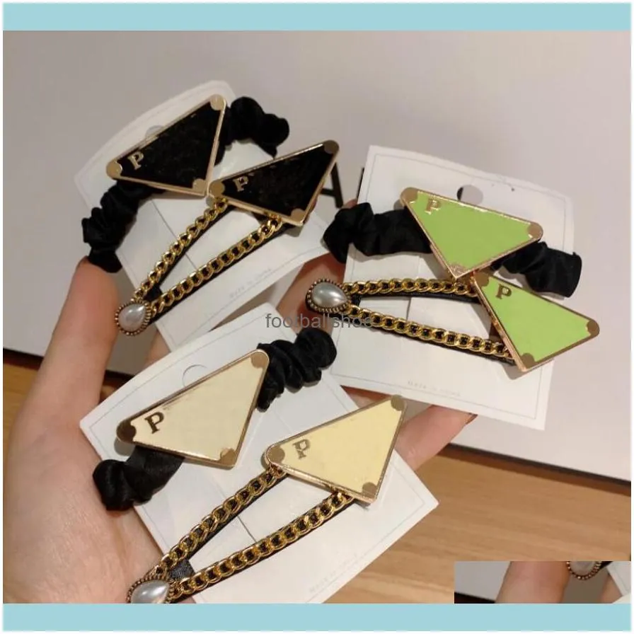 Sieraden Koreaanse Charm Dames Meisjes Luxe Letters Print Barrettes Omgekeerde Trianglellogos Chain Designer Hair Clips Mode Simple Styles DRO