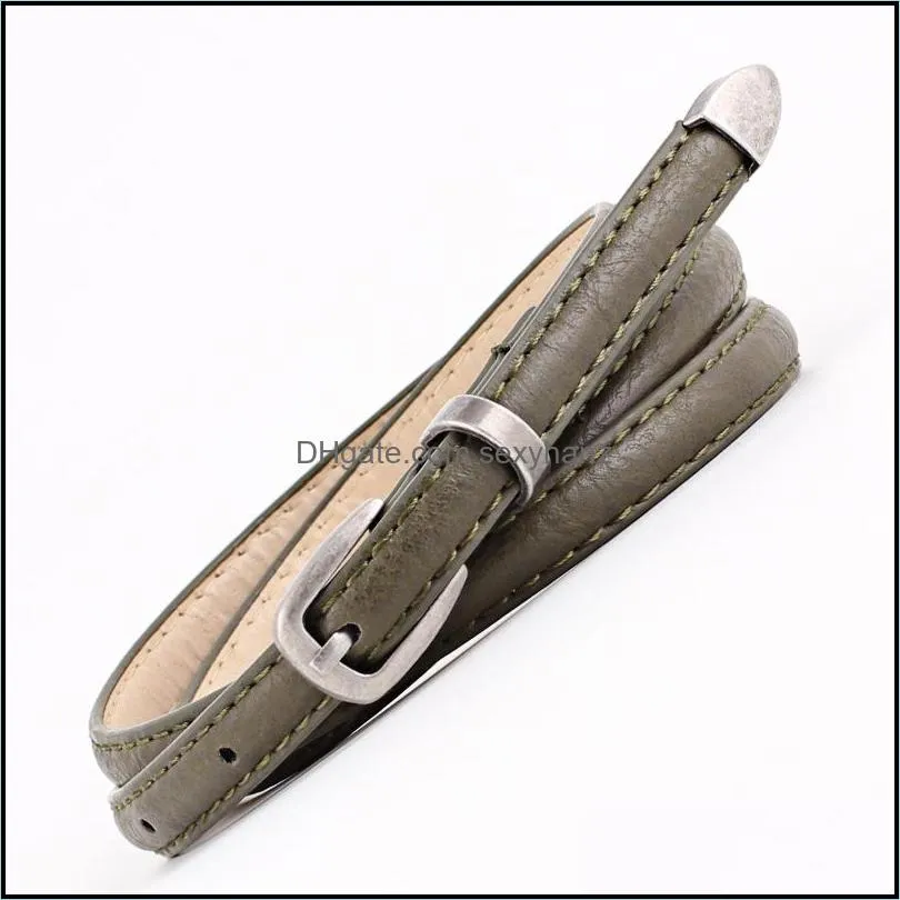 Hot Vintage Women`s PU Leather Belt Nuddle Buckle Simple Slim PU Leather Belts S674