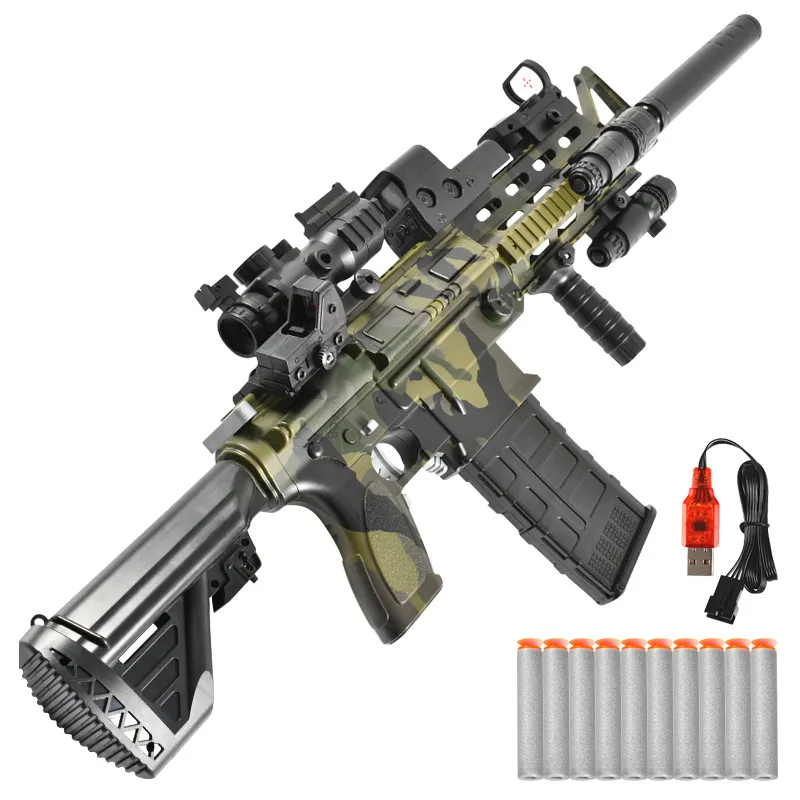 Arma de brinquedo para nerf armas metralhadora automática 3 modos sniper  gun 2 revistas diy brinquedo motorizado blasters espuma brinquedos -  AliExpress