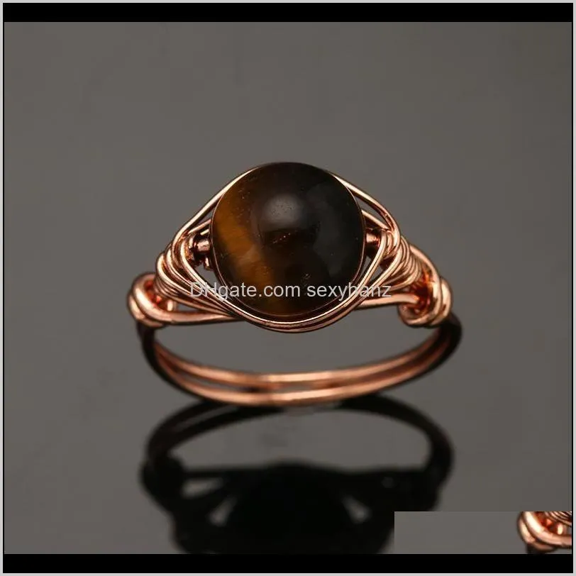 Boho Natural Stone Ring Rose Gold Color Wire Wrapped Rings For Women Opal Ring Reiki Healing Fashion Jewelry 1 qylnhW