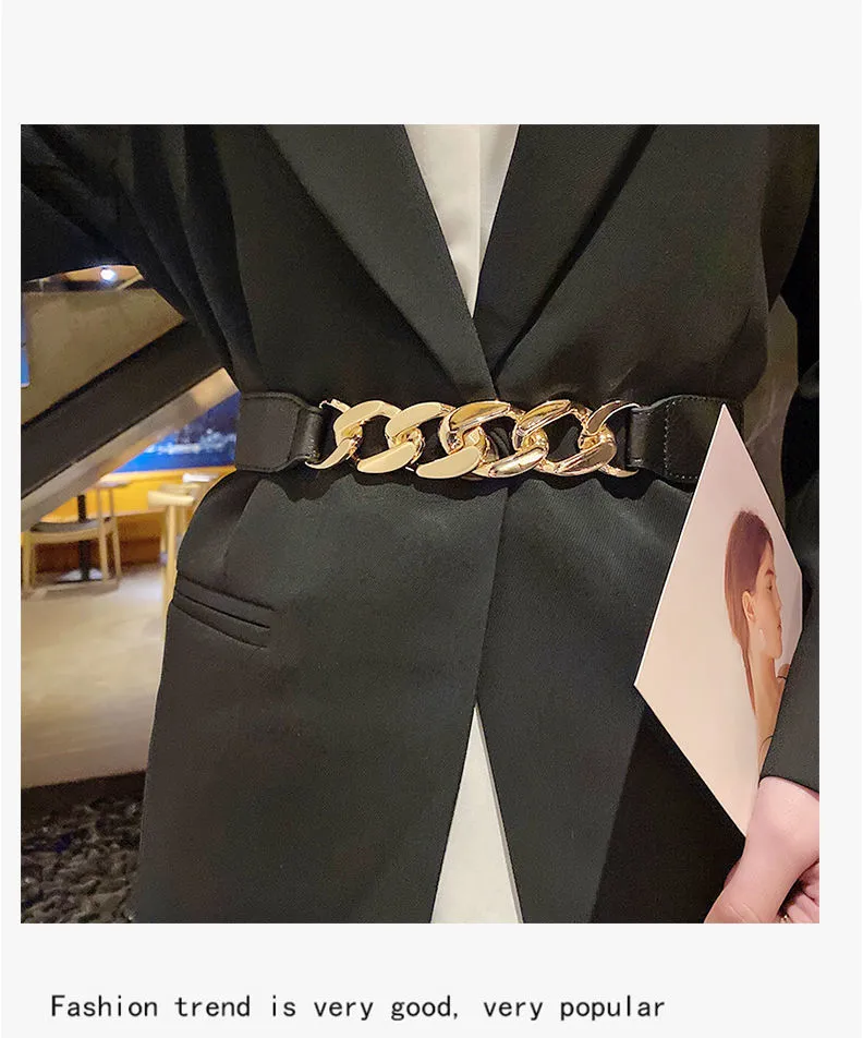 2024 Femmes Ceinture Mode Luxe Femme Or Argent Chaîne Ceintures Élastiques Robe Accessoires Dames Stretch Taille Sangle Ceinture Mode léger cadeau de luxe AA