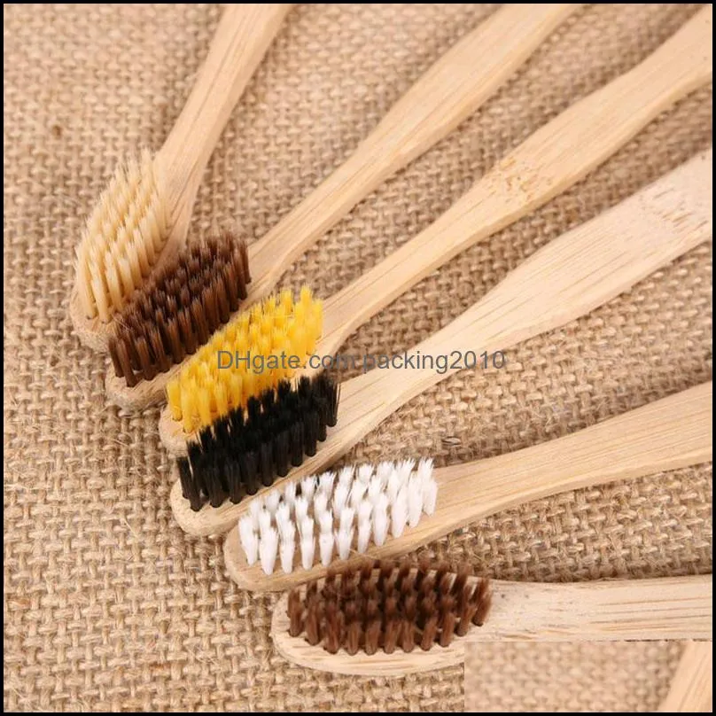 Adult Bamboo Toothbrush Ecological Travel Bio Kraft Paper Package Flat Handle Biodegradable Hotel Supply