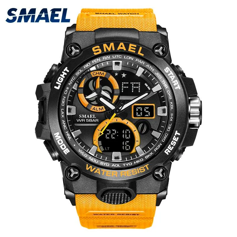 Montre-bracelets Smael 2021 Hommes regarde Fashion Sport Super Cool Quartz LED Digital montre 50m.